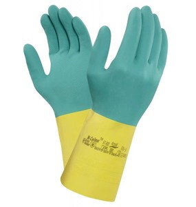 Guantes Ansell 87-900, Guantes de Látex de Doble Capa Bicolor Anti-químicos con Forro Aterciopelado, Protección Confiable - Product Image 1
