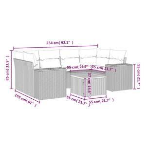 Ensemble de canapés de patio en polyrotin noir 7 pièces avec coussins, mobilier d'extérieur élégant - Product Image 3