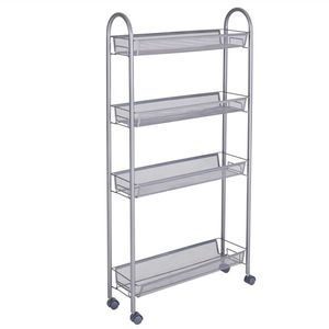 Silver Four-Layer Removable Storage Cart with Honeycomb Mesh Style Convenient Organizational Solution - Product Image 6
