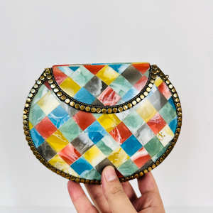 Bolso indio moderno de resina con escultura pulida, bolso de noche de Color mármol múltiple, bolso de mano de fiesta con tirantes de estilo antiguo para mujer - Product Image 6