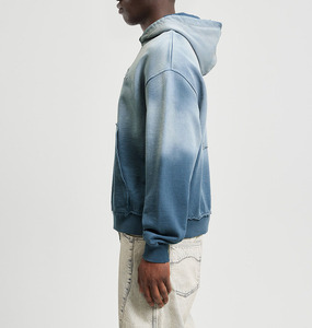Sudadera con Capucha Oversize de Moda, 100% Algodón Felpa, Degradado Ombre, con Bolsillo Canguro, Ajuste Relajado, Estilo Urbano Moderno - Product Image 6