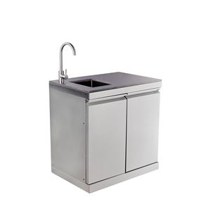 Fregadero Doble para Exteriores 830 con Encimera de Laca Negra y Base de Acero Inoxidable - Product Image 5