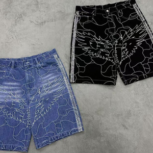 Men's Black Dragon Printed Board <b>Shorts</b> With <b>Sequined</b> Side Stripes Casual Style Mid Waist <b>Short</b> <b>Shorts</b> - Product Image 3