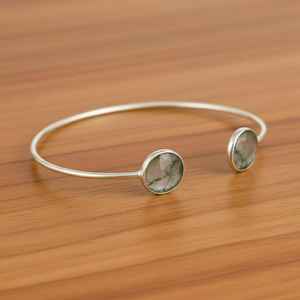 Bracelet manchette en agate mousse, argent sterling 925, ajustable, pierres précieuses, bijoux faits à la main, cadeau pour femme - Product Image 2