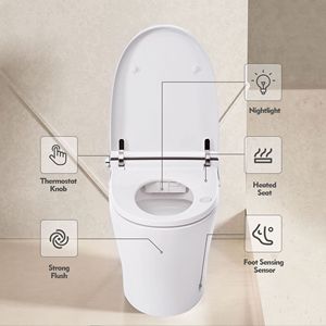 WC Smart Compatto di Alta Gamma con Doppio Scarico, 1/1.28 GPF, Sedile Riscaldato e Temperatura Regolabile, Design Senza Serbatoio - Product Image 6