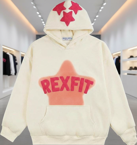 Sweat à capuche zippé Rexfit Sport pour homme, logo personnalisé, épaules tombantes, coupe ample, haute qualité - Product Image 3