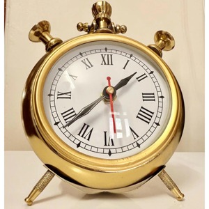 Reloj de Escritorio de Cuarzo con Función de Repetición, Reloj Despertador Tradicional de Latón con Forma Circular y Números Romanos - Product Image 1