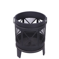 Brasero portable d'extérieur avec poignées de transport, design en acier, idéal pour le camping, les pique-niques, les patios et les jardins.