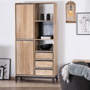 Meuble de rangement haut Vandana Royal Legacy en bois de manguier naturel et noir, au design épuré et moderne - Product Image 4