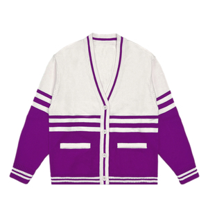 Pull en tricot rayé rouge et blanc pour homme, manches longues, coupe classique, pour l'automne - Product Image 2