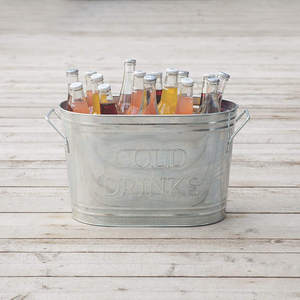 Cubo de hielo en relieve para bebidas frías, bañera enfriadora de bebidas ovalada de alta resistencia, decoraciones plateadas elegantes de Metal plateado galvanizado - Product Image 3
