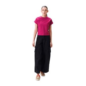 Camiseta Corta Rosa para Mujer, Cuello Redondo, Manga Corta, Color Sólido, Tejido de Punto, Corte Regular, Informal - Product Image 5