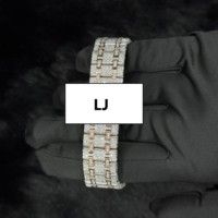 Luxuriöse Iced VVS Moissanite Diamant 41mm Uhr mit Edelstahlarmband, Glaszifferblatt, Analog, Hip-Hop, Unisex, Mechanisch, Street-Style