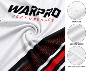 Warpro Cycling Jersey Men's Short Sleeve White Black Red Performance Breathable <b>Polyester</b> Sublimation Print Adult Size M - Product Image 5