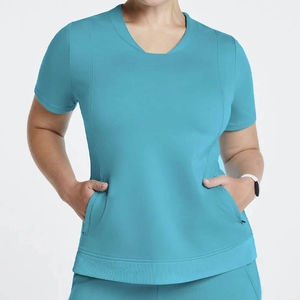 Spandex Polyester men 2026 Hot Sale White Knitted Scrub Sets Customize Medical <b>Nursing</b> Woman Scrubs Polyester Hospital Uniform - Product Image 3