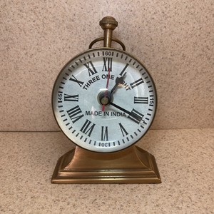 Vintage Brass Desk & <b>Shelf</b> Marine Clock with Compass Bubble Glass Magnified Globe Table Clock Antique Nautical Home Office Decor - Product Image 2