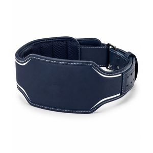 Navy <b>Blue</b> Leather Weightlifting <b>Belt</b> Adjustable Lumbar Waist Support with Metal Buckle for Powerlifting Gym - Product Image 1