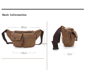 Sac banane unisexe personnalisable en toile bleue avec fermeture éclair et plusieurs poches pour usage quotidien - Product Image 4