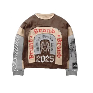 Street Wear Custom Distress Aicd Wash Vintage Oversized Sweatshirts And Flared Pants Two Piece Usa Style <b>Set</b> - Product Image 4