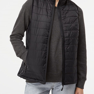 Chaleco acolchado sin mangas para mujer, con logotipo personalizado, para invierno, corte ajustado, cuello alto, a prueba de viento. - Product Image 1