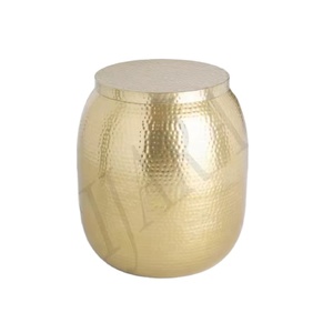 Stylish Antique Design Round <b>Side</b> <b>Table</b> Hammed Finished Office Bedroom <b>Sofa</b> <b>Side</b> Coffee <b>Table</b> Books Sculpture Decorative <b>Tables</b> - Product Image 1