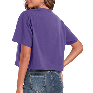 Camiseta Corta Holgada para Mujer, Cómoda, Lisa, de Corte Cuadrado, de Manga Corta, para Usar con Jeans de Cintura Alta - Product Image 4