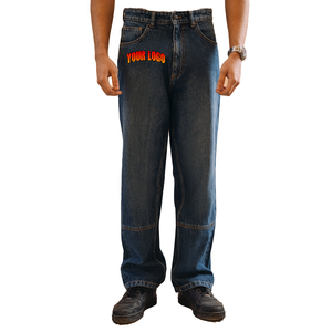 Jeans pour hommes de haute qualité, coupe droite, taille haute, délavage clair, motif uni, style décontracté, fabriqués en tissu denim de haute qualité - Product Image 1