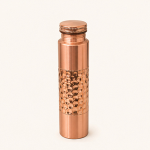 <b>Bulk</b> Pure Solid Copper Eco-friendly <b>Water</b> <b>Bottle</b> Hammered Design -Proof Indian Copperware Customizable Logo Luxury Gifting - Product Image 5