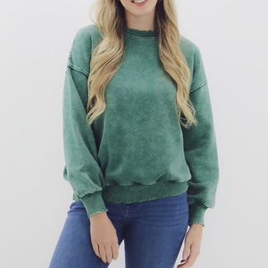 Nouvelle Arrivée : Sweat-shirt Col Rond Femme Délavé à l'Acide, Style Urbain Tendance – Prix de Gros - Product Image 2