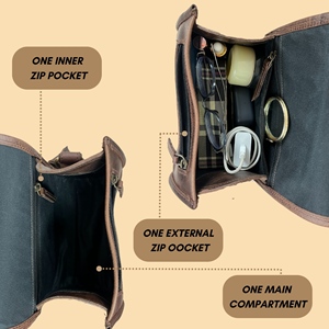 Sac bandoulière vintage en cuir véritable fait main pour femme, marron, avec fermeture éclair, deux sangles, léger, pour affaires, 3L+ - Product Image 4