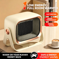 Chauffage Électrique PTC 1200W Économe en Énergie à Chauffage Rapide, Contrôle de Température, Double Installation Murale et sur Table, Chauffage d'Espace, Cadeau d'Hiver