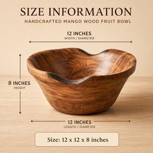 Handcrafted <b>wooden</b> serving bowl perfect for <b>rustic</b> farmhouse kitchen home <b>dining</b> <b>table</b> decorative versatile serving use - Product Image 4