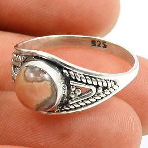 Anillo de Boda de Lujo Hecho a Mano en Plata de Ley 925, Joyería Bohemia Elegante con Piedra Preciosa de Rodocrosita Natural - Product Image 3