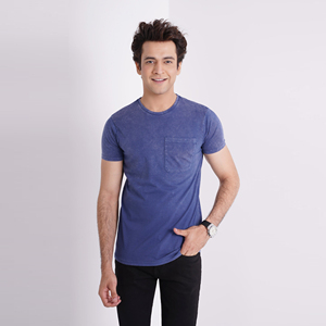 T-shirt personnalisé pour homme en coton 100% lourd, délavé à l'acide, coupe classique, respirant et à séchage rapide, col rond - Product Image 1