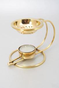 Wholesale Gold Polished Metal Mabkhara C-Shape Tea Light Oil Burner Bulk Saudi Arabian <b>Bakhoor</b> Burner Majlis <b>Oud</b> Dakhoon Holder - Product Image 4