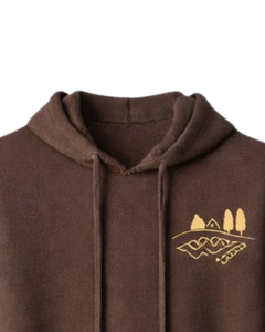 Sweat-shirt à capuche en molleton de coton marron foncé pour femme, broderie personnalisée, streetwear décontracté, fabricant OEM en gros - Product Image 4