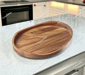 Plateau en bambou rond fait à la main pour le petit-déjeuner, écologique, décoratif, élégant, grande capacité, rangement pour pain et aliments, comptoir de cuisine - Product Image 6