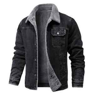 Men's Sherpa <b>Lined</b> Denim <b>Jacket</b> Warm <b>Fleece</b> Jean Coat Winter Trucker <b>Jacket</b> Casual Outdoor Cotton Outerwear Oem Custom - Product Image 1