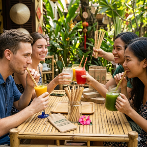 สินค้าขายดีประจำปี 2025 ชุดตะกร้ากรองกาแฟไม้ไผ่ธรรมชาติ ออร์แกนิค เป็นมิตรกับสิ่งแวดล้อม ย่อยสลายได้ พร้อมโลโก้ Eco2go เวียดนาม - Product Image 1