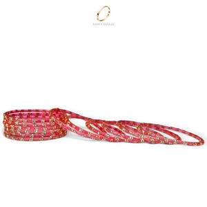 Bracelets en verre rose goutte de pluie kashmiri pour femmes, plaqués or, ornés de zircon et de pierres, pour occasions spéciales, mariages et mariées, vente en gros - Product Image 4