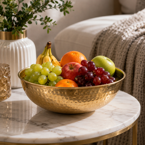 Bol à fruits en laiton fait main, bol de service en métal martelé, centre de table décoratif, décoration intérieure, cadeau de cuisine, vente en gros, OEM, en vrac - Product Image 2
