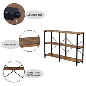 Table console industrielle rustique marron à 3 niveaux pour salon et entrée - Product Image 5