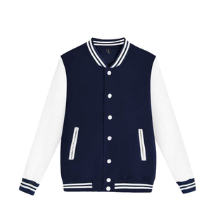 <b>Men's</b> Black <b>White</b> Varsity <b>Jacket</b> Preppy Style Knitted Polyester Baseball <b>Jacket</b> Regular Fit Turn-down Collar Solid Color - Product Image 4