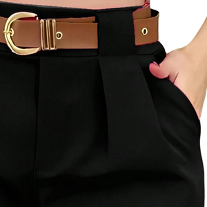 Black High Waist Pleated Women <b>Skorts</b> Solid Casual Breathable Woven Zipper Fly Regular Fit OEM Custom Logo - Product Image 4