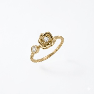 Anillo de Diamante Cultivado en Laboratorio con Certificado IGI, Diseño de Flor Rosa con Banda Trenzada en Oro Sólido de 14K, Joyería Romántica y de Promesa - Product Image 6