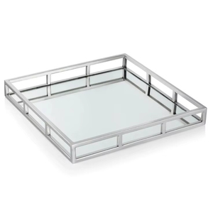 Square Metal And <b>Mirror</b> Tray For Tabletop Organizer With Stylish Design Perfect For Modern And Classic Interiors - Product Image 1
