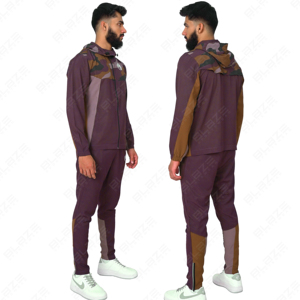 Vêtements de sport pour hommes deux pièces avec logo personnalisé et bloc de couleurs pour jogging, survêtement à rayures latérales réfléchissantes, survêtement pour hommes - Product Image 2