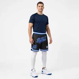 Pantalones cortos de baloncesto color cian verde azulado para hombre, al por mayor, transpirables, de malla, ropa deportiva retro, pantalones cortos de entrenamiento para gimnasio, pantalones de uniforme sublimados. - Product Image 2