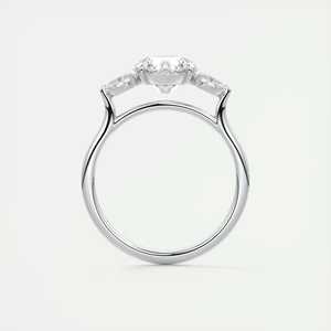 Anillo de compromiso solitario de tres piedras con diamantes cultivados en laboratorio de 2.80 quilates, redondos y en forma de pera, en oro blanco de 14k. - Product Image 5