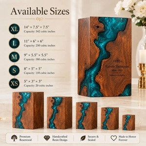 Personalized American Style Wooden Resin Handmade Cremation Urn <b>Box</b> for Human & Pet Ashes Eco-Friendly & Durable Burial <b>Memorial</b> - Product Image 2